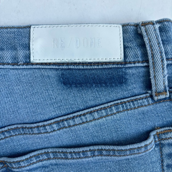 Redone 90’s High Rise Ankle Crop Button Fly Blue Denim Jeans 29 - Picture 10 of 17
